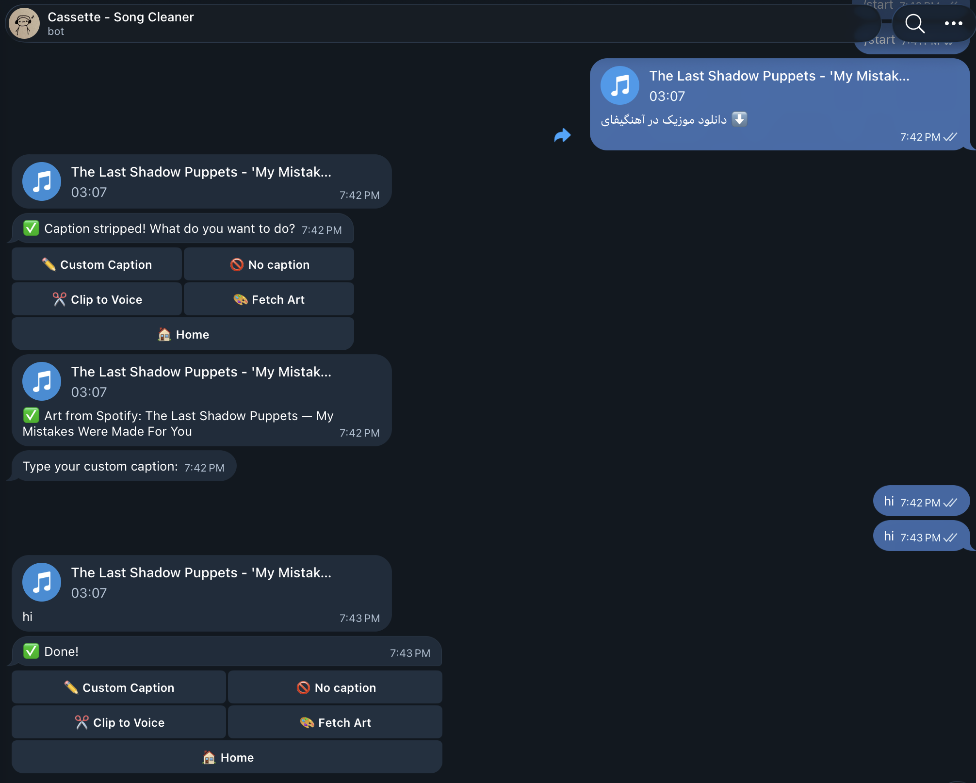 Cassette Telegram bot